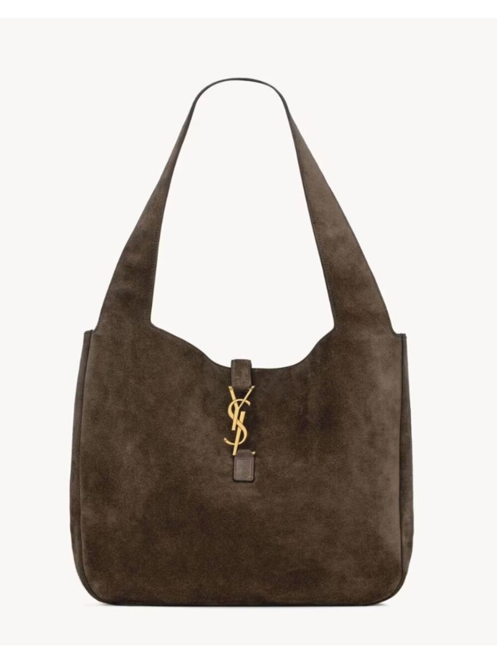 SAINT LAURENT LE 5 À 7 BEA Suede Tote Shoulder Bag Musk Brown Gold - Picture 3 of 14